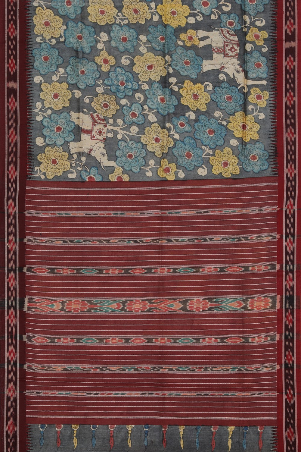 Collection of Kalamkari Hand-Painted Tussar Silk Saree in a gallery layout