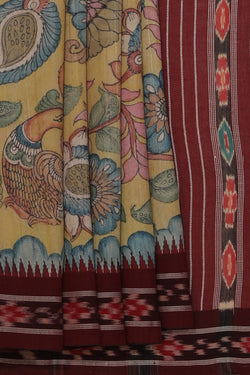 Collection of Kalamkari Hand-Painted Tussar Silk Saree in a gallery layout