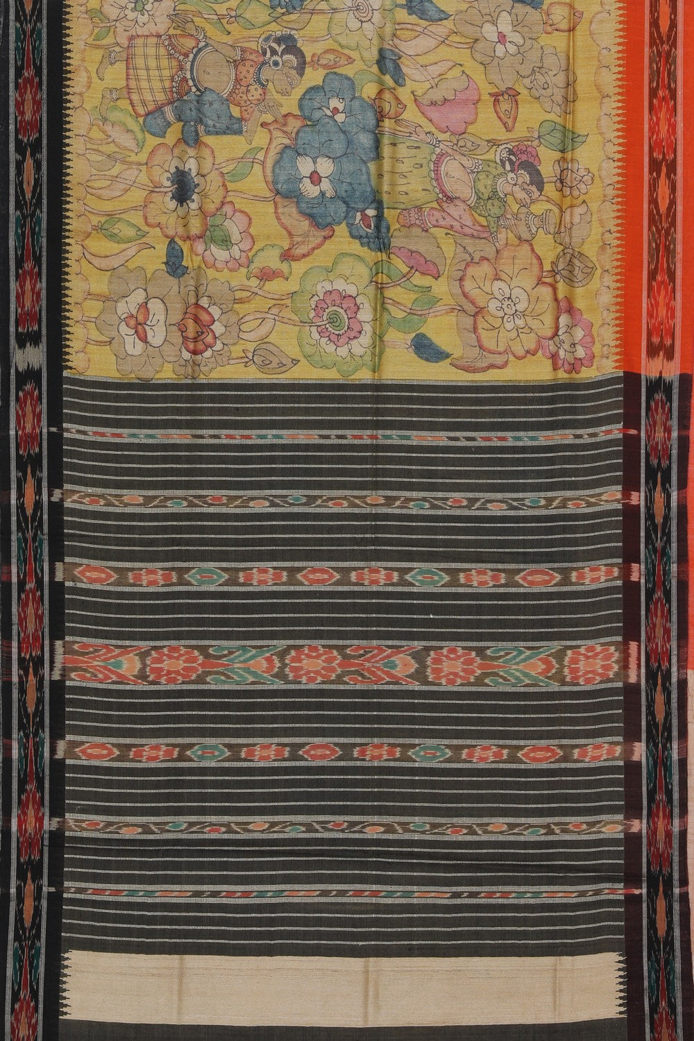 Collection of Kalamkari Hand-Painted Tussar Silk Saree in a gallery layout