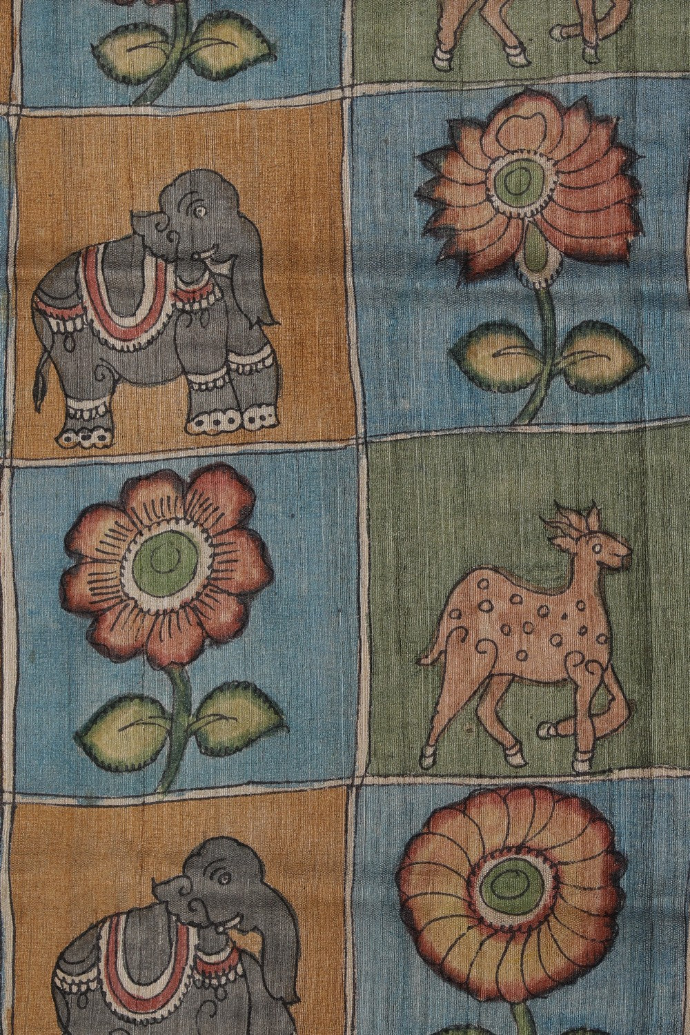 Kalamkari Hand-Painted Tussar Silk Saree