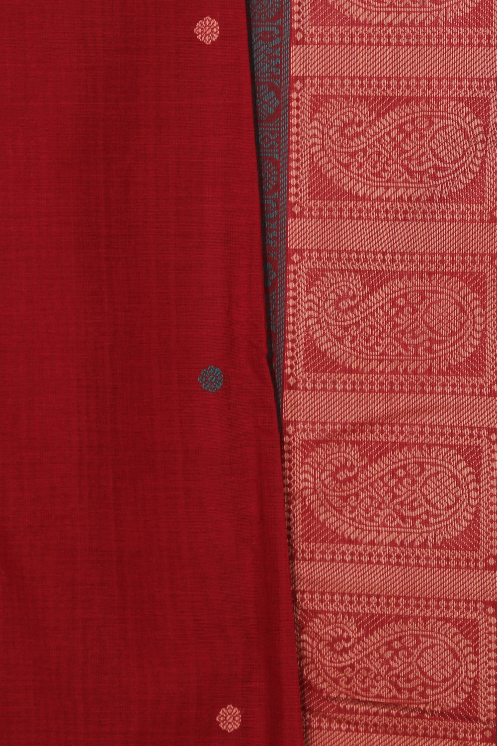 Kanchi Cotton Red Saree