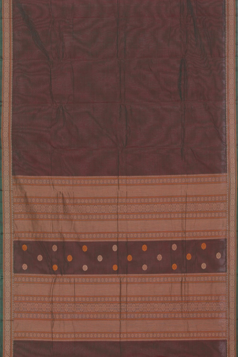 Kanchi Cotton Plum-Green Saree