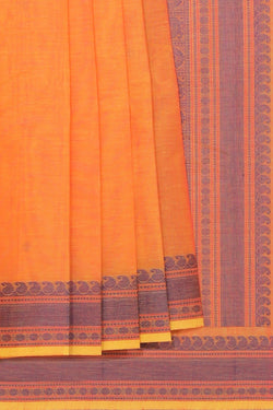 Collection of Kanchi Cotton Saffron-Orange Saree in a gallery layout