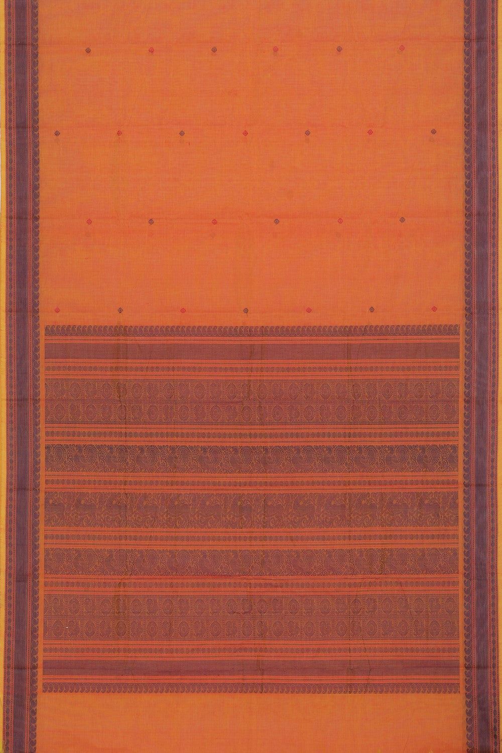 Collection of Kanchi Cotton Saffron-Orange Saree in a gallery layout