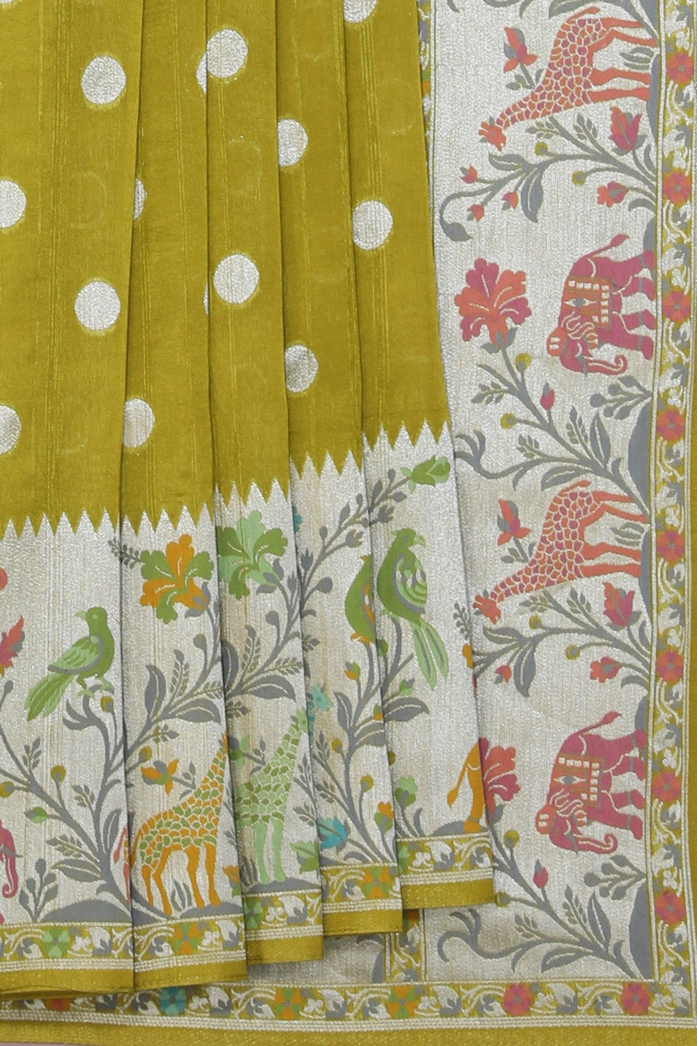 Collection of Banarasi Dupion-Silk Moss Green Saree in a gallery layout