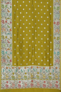 Collection of Banarasi Dupion-Silk Moss Green Saree in a gallery layout