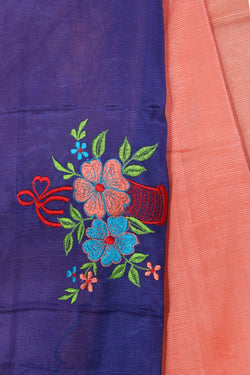 Collection of Mangalgiri Silk Peach Saree in a gallery layout