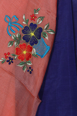 Image of Mangalgiri Silk Indigo Blue Saree