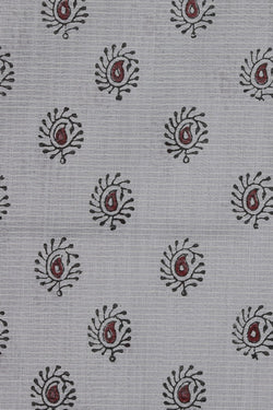 Image of Flower Printed Grey Saree