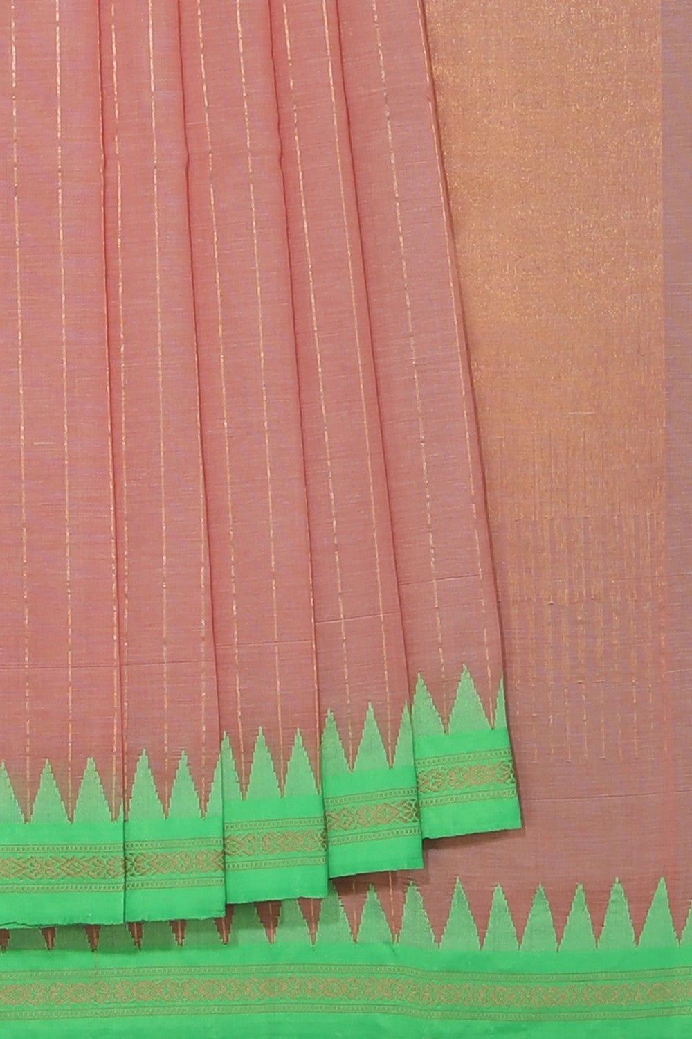 Collection of Upadda Cotton Peach Saree in a gallery layout