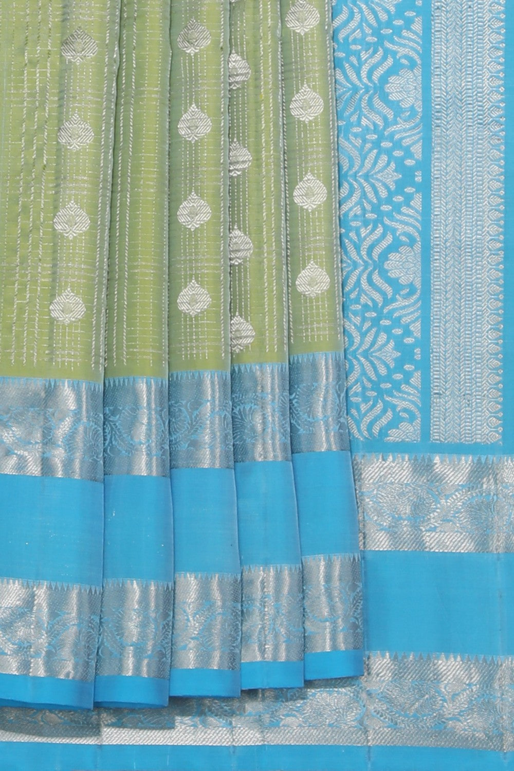 Collection of Kuppadam Silk Mint Green Saree in a gallery layout