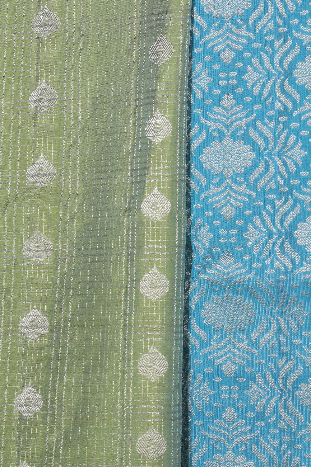 Collection of Kuppadam Silk Mint Green Saree in a gallery layout