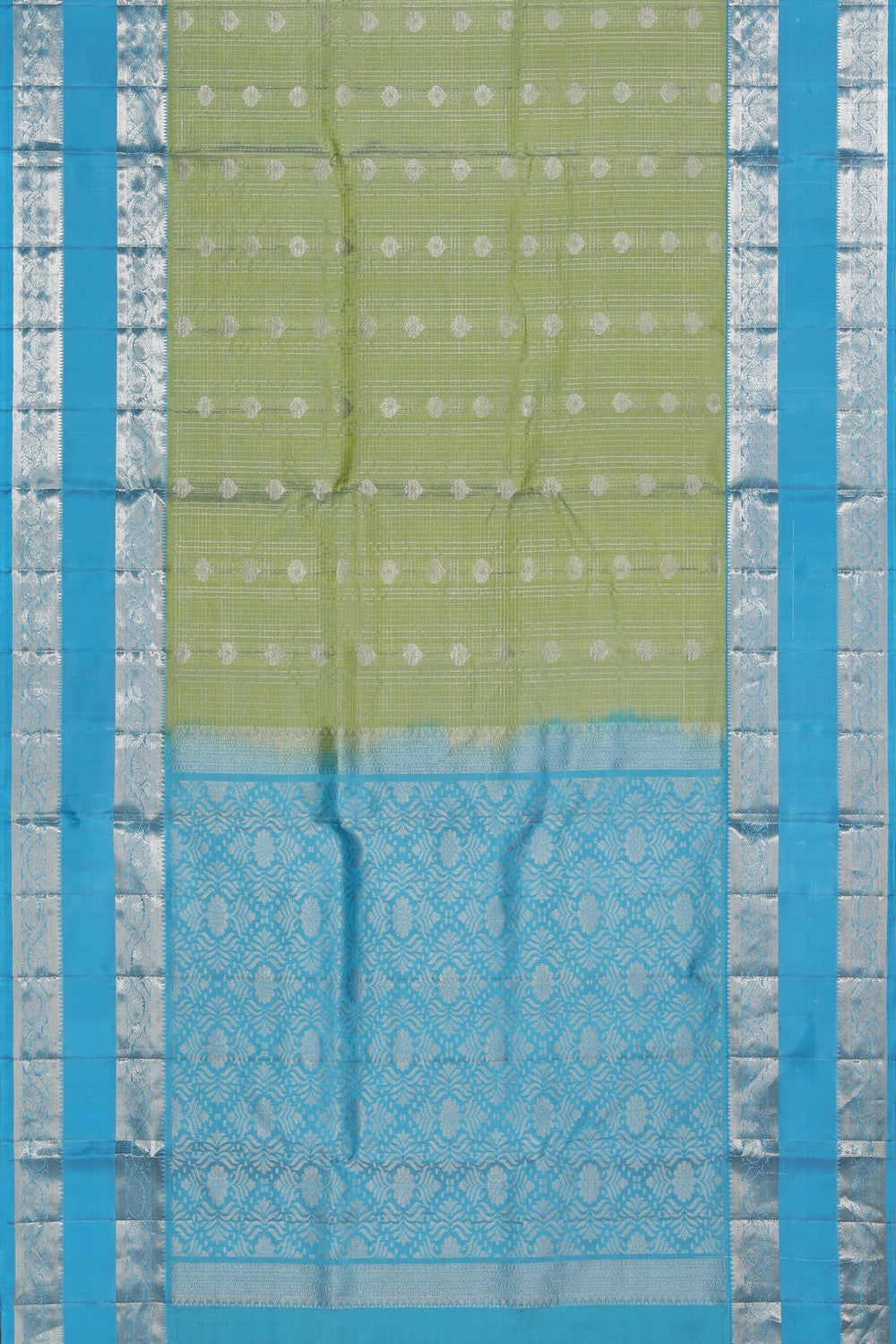 Collection of Kuppadam Silk Mint Green Saree in a gallery layout