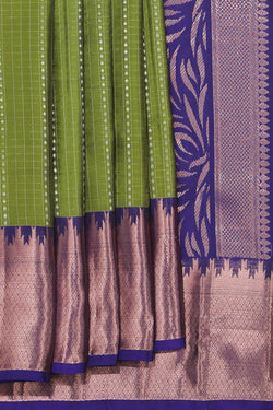 Collection of Kuppadam Silk Moss Green Saree in a gallery layout