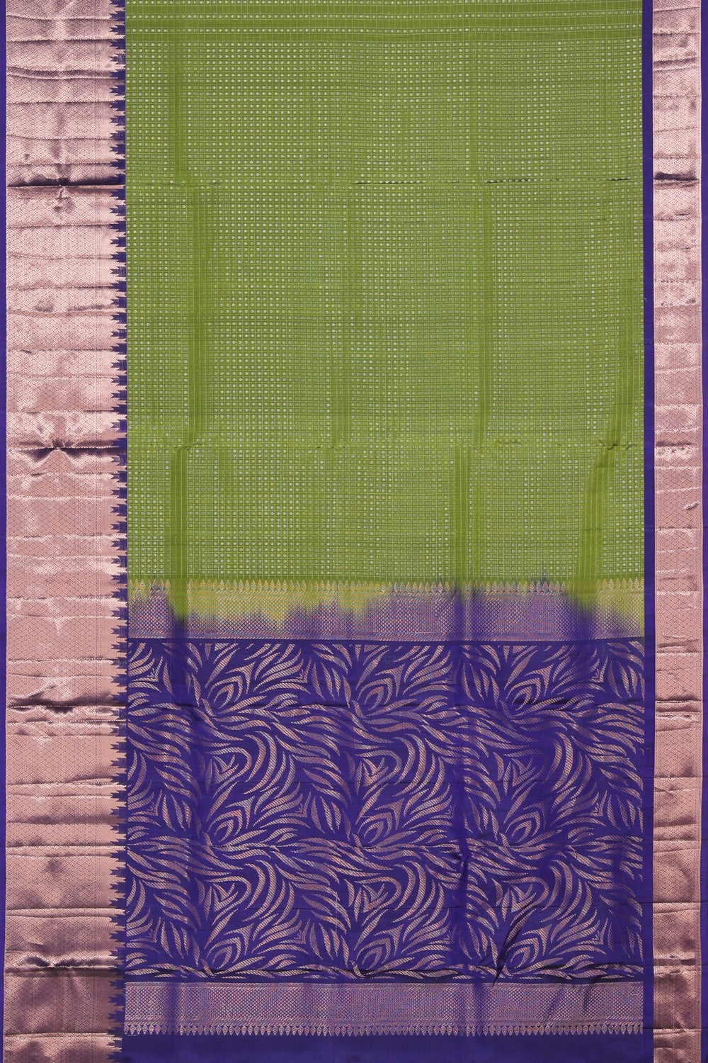 Collection of Kuppadam Silk Moss Green Saree in a gallery layout