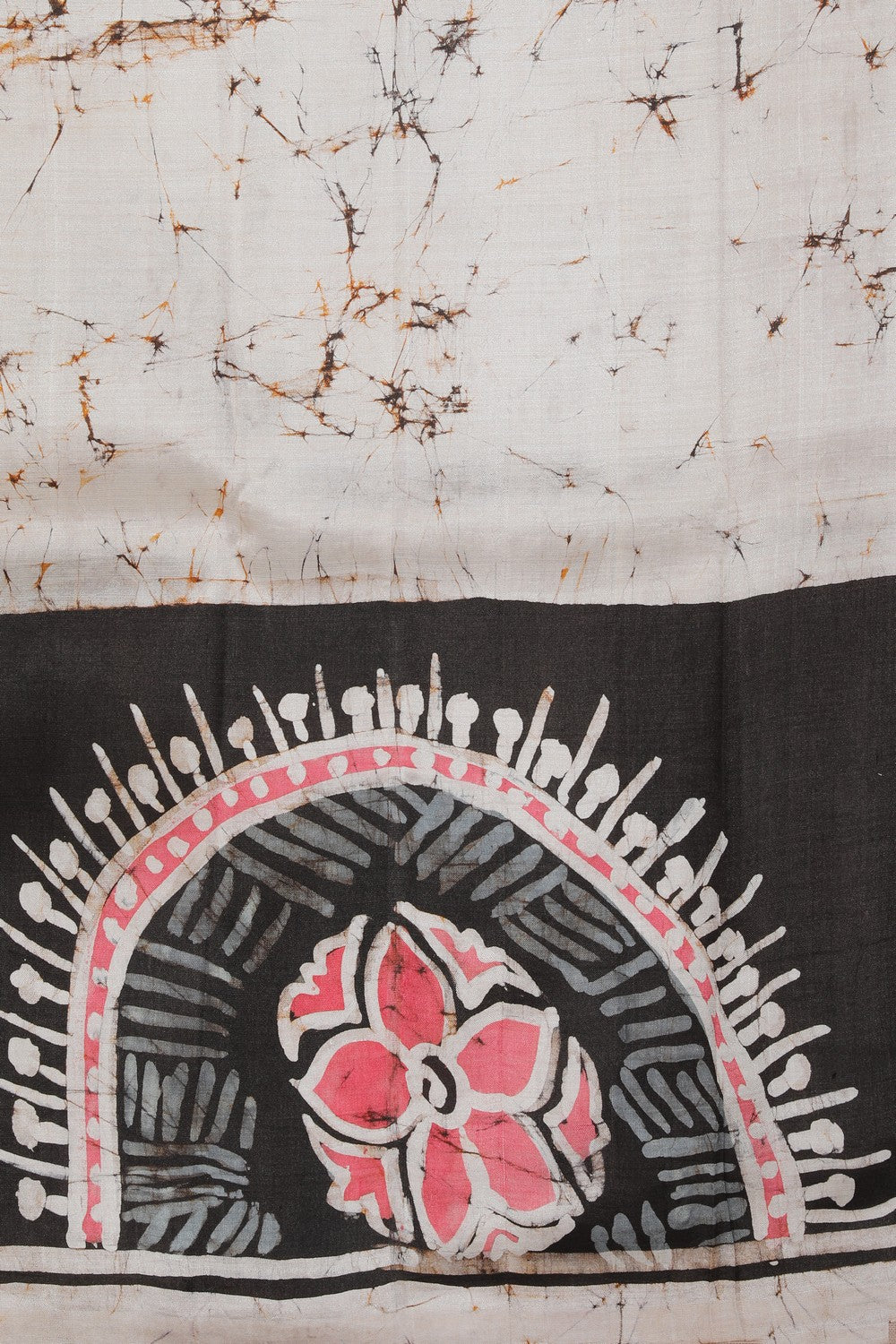 Image of Batik Printed Off-White Saree