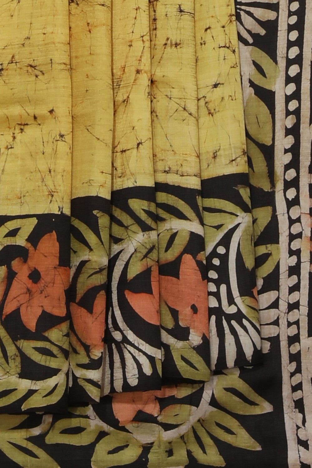 Collection of Batik Printed Lime-Yellow Saree in a gallery layout