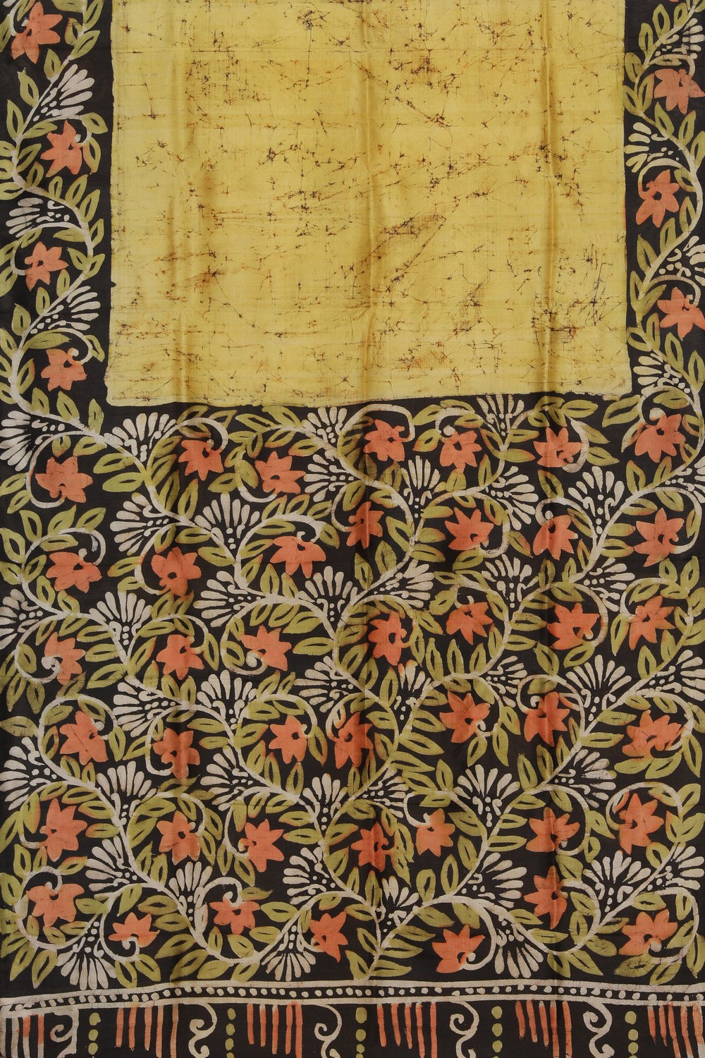 Collection of Batik Printed Lime-Yellow Saree in a gallery layout