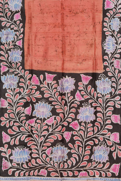 Collection of Batik Printed Coral-Peach Saree in a gallery layout