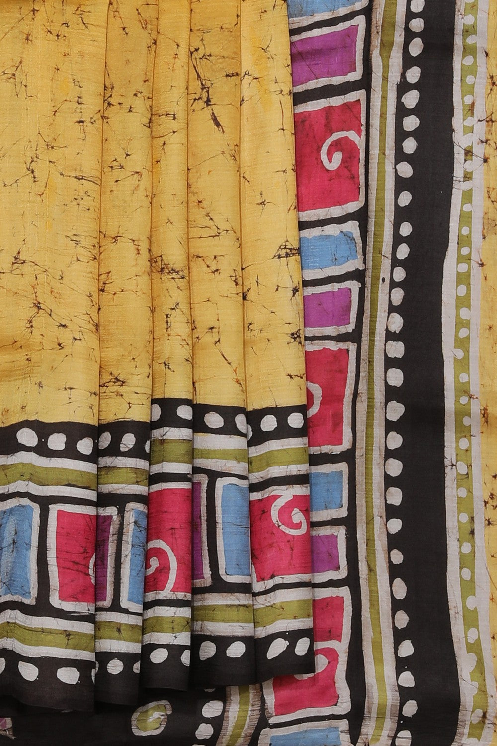 Collection of Batik Printed Yellow Saree in a gallery layout