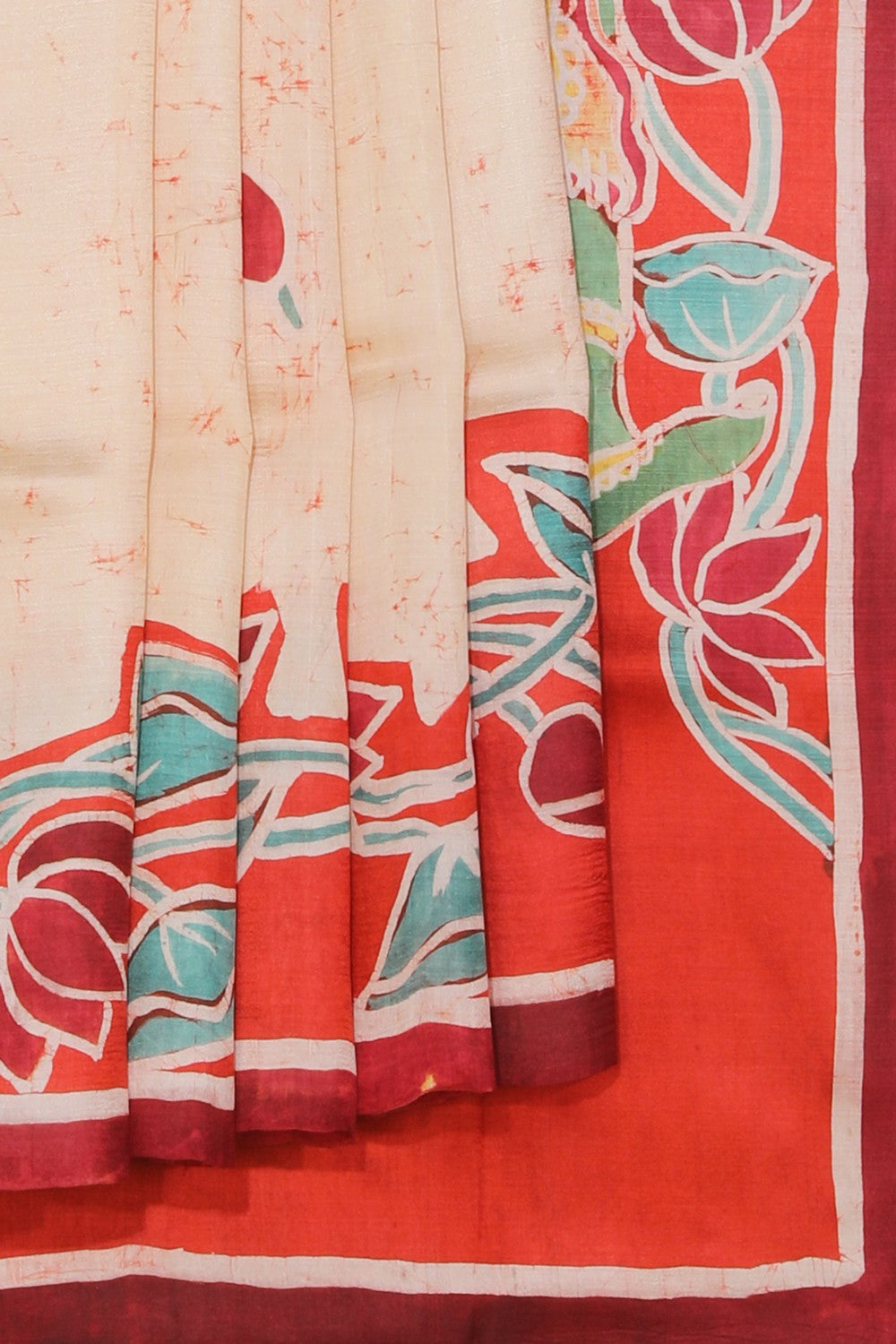 Collection of Batik Printed Off-White Saree in a gallery layout