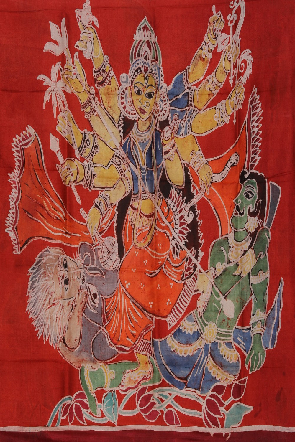 Image of Batik Printed Off-White Saree