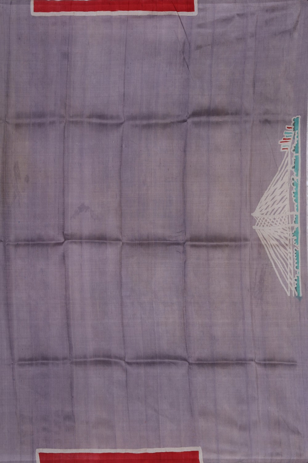 Image of Batik Printed Smoky Blue Saree