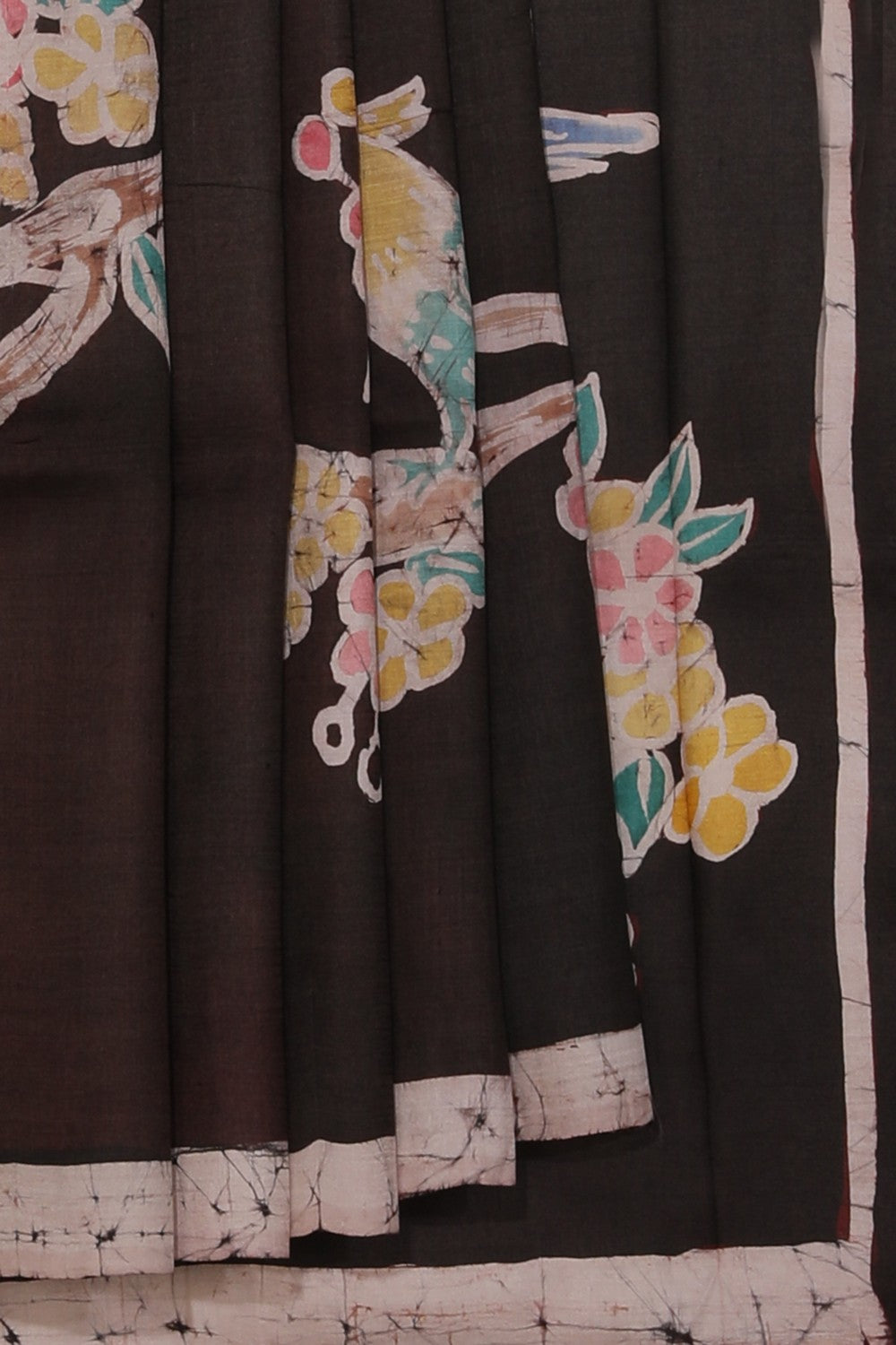 Collection of Batik Printed Chocolate Brown Saree in a gallery layout