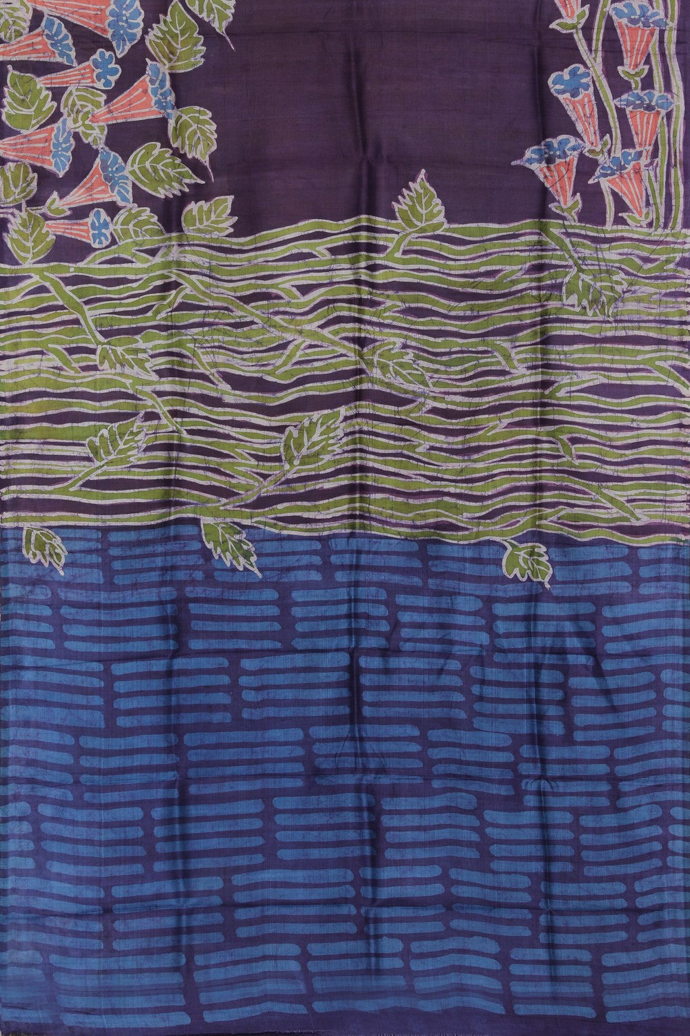 Image of Batik Printed Purple Saree