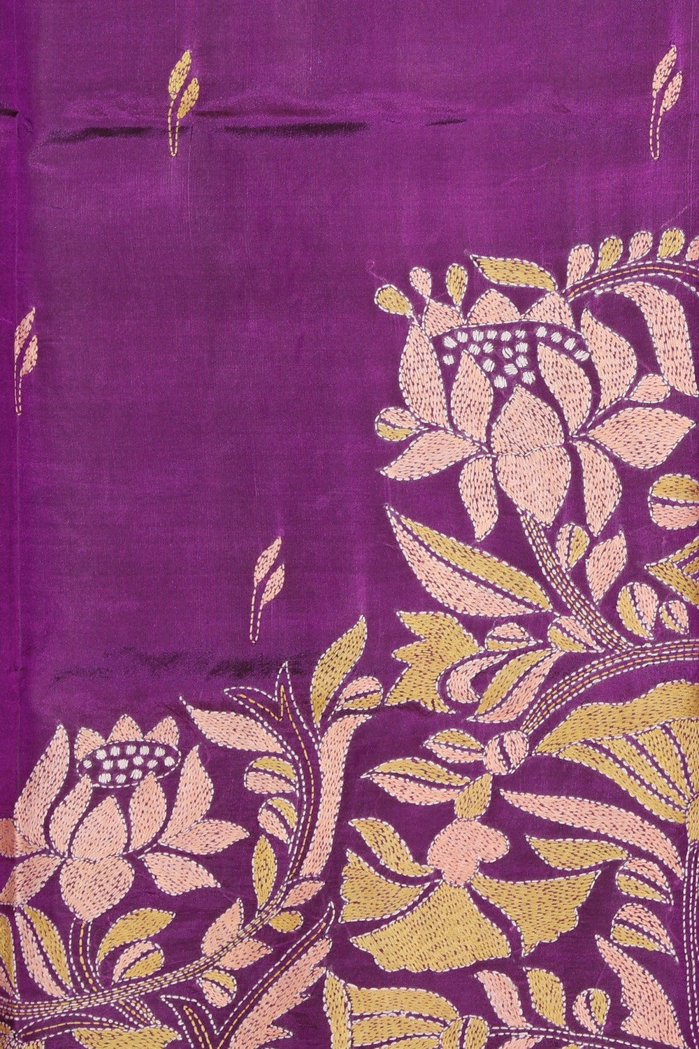 Collection of Kantha Stitch Violet Saree in a gallery layout