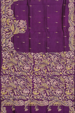 Collection of Kantha Stitch Violet Saree in a gallery layout