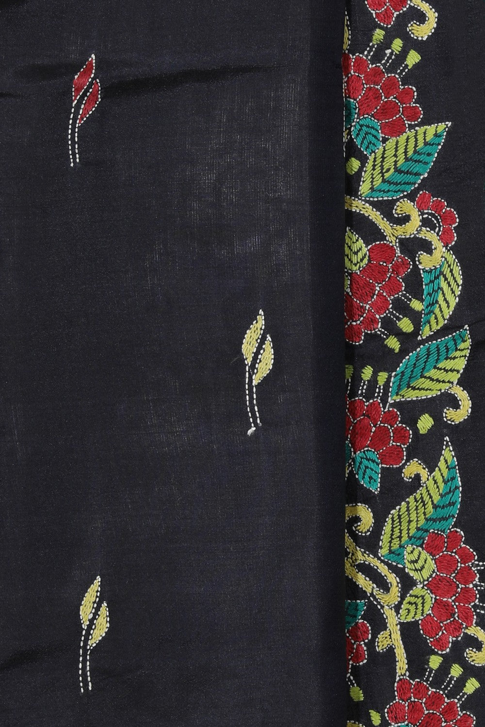 Kantha Stitch Black Saree