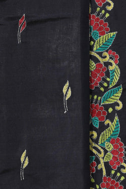 Image of Kantha Stitch Black Saree