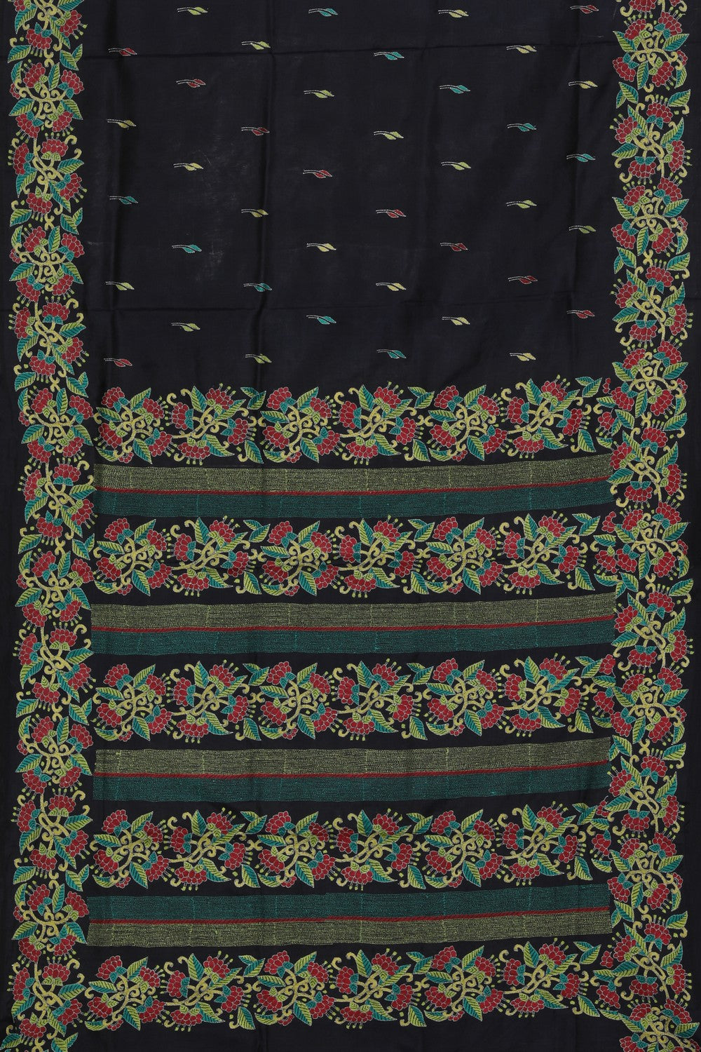 Kantha Stitch Black Saree