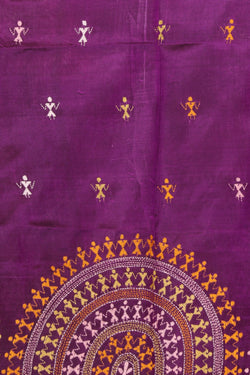 Collection of Kantha Stitch Violet Saree in a gallery layout