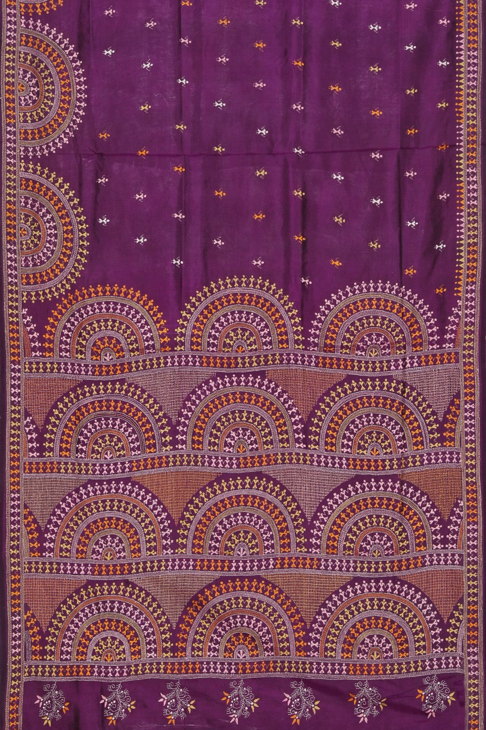 Collection of Kantha Stitch Violet Saree in a gallery layout