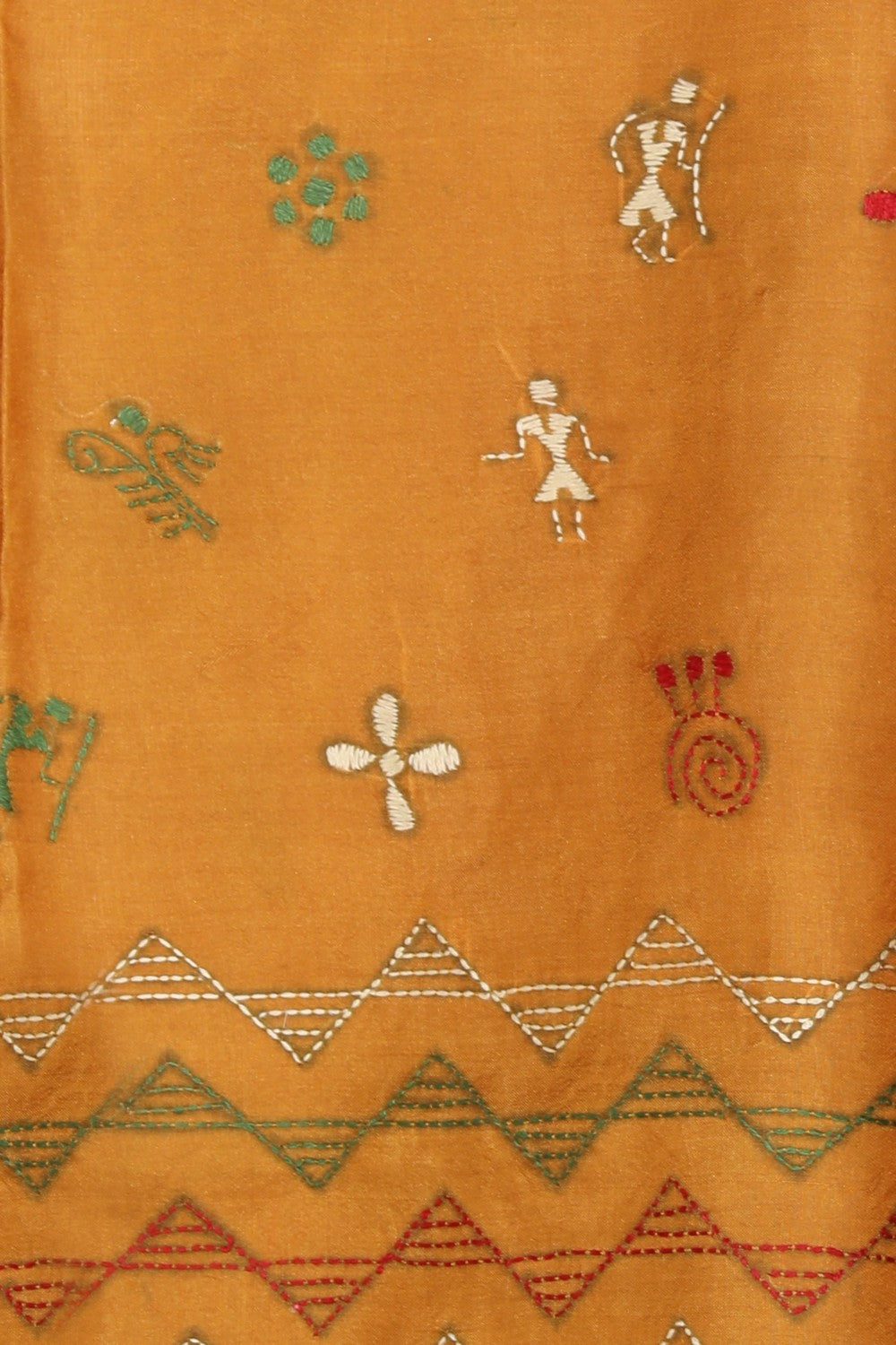 Collection of Kantha Stitch Mustard Saree in a gallery layout