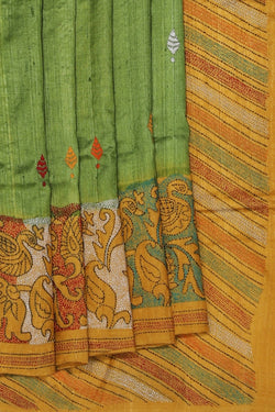 Collection of Tussar Silk Kantha Stitch Saree in a gallery layout