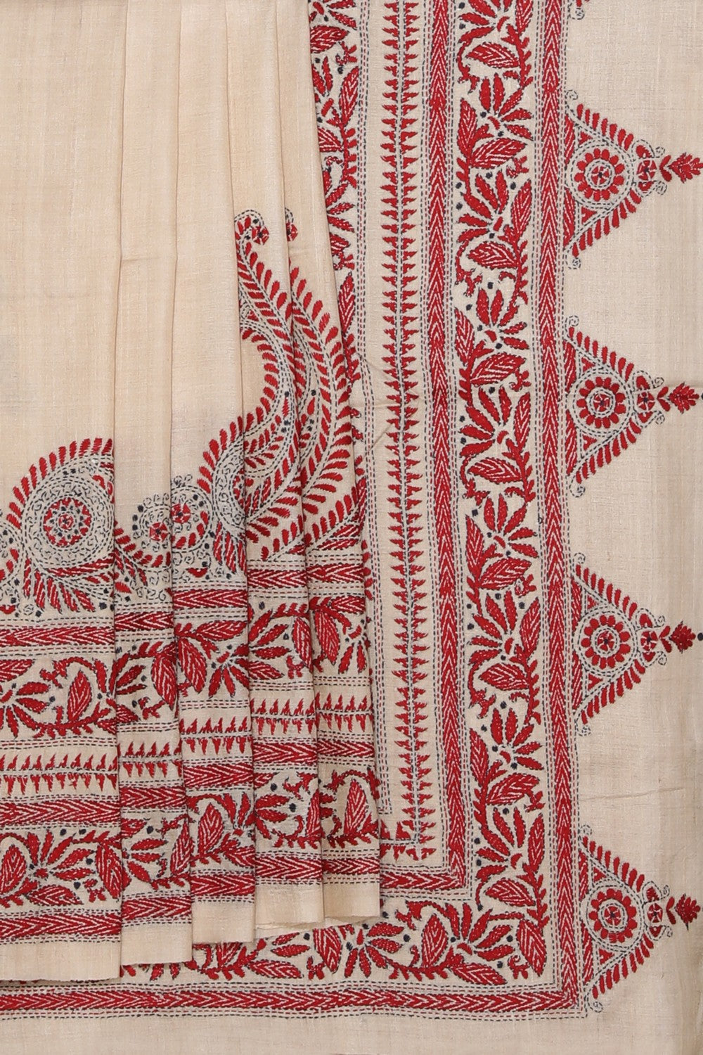 Collection of Tussar Silk Kantha Stitch Saree in a gallery layout