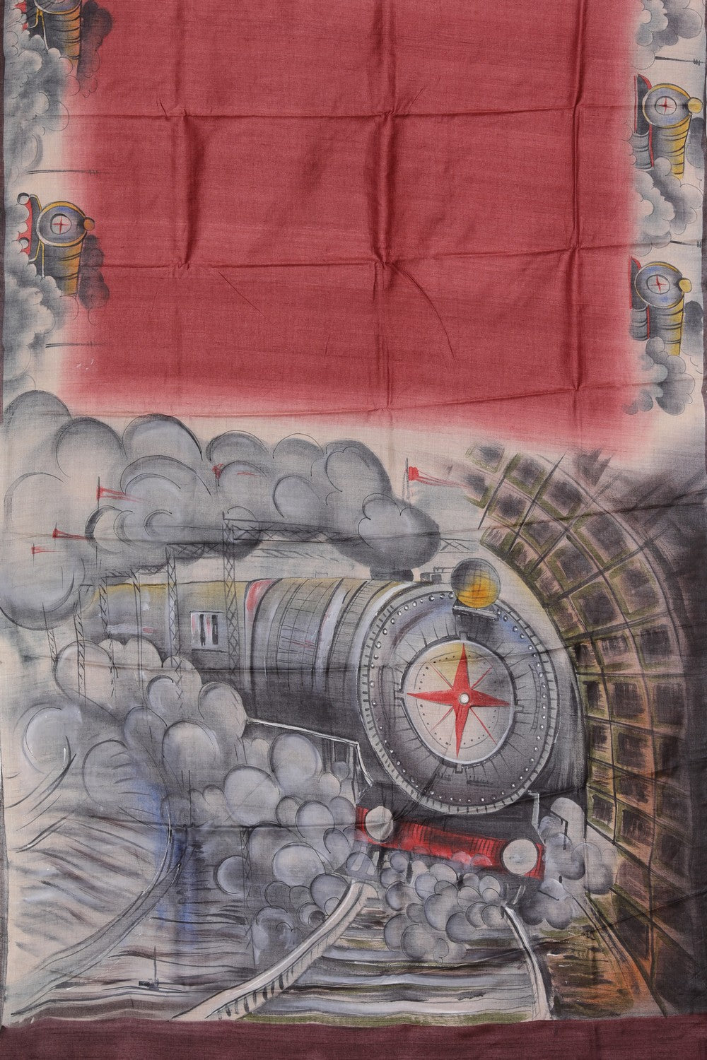 Image of Tussar Silk Hand-Painted Saree