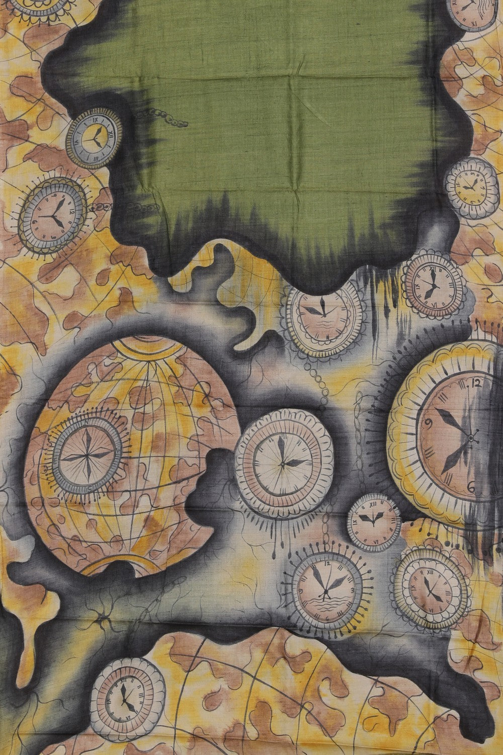 Image of Tussar Silk Hand-Painted Saree