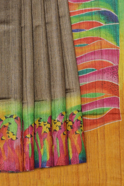 Collection of Tussar Silk Hand-Painted Saree in a gallery layout