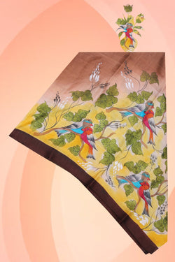 Collection of Hand-Painted Tussar Silk Dupatta in a gallery layout