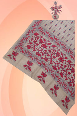 Collection of Kantha Embroidery Tussar Silk Dupatta in a gallery layout