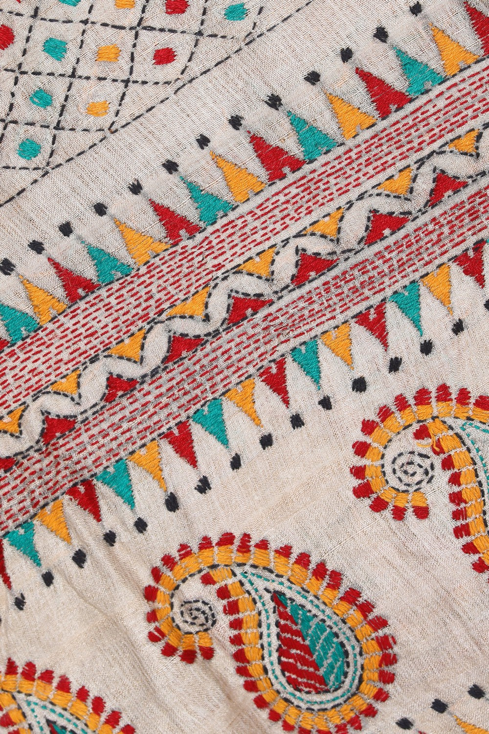 Collection of Kantha Embroidery Tussar Silk Dupatta in a gallery layout