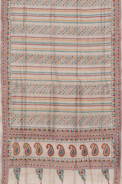 Collection of Kantha Embroidery Tussar Silk Dupatta in a gallery layout