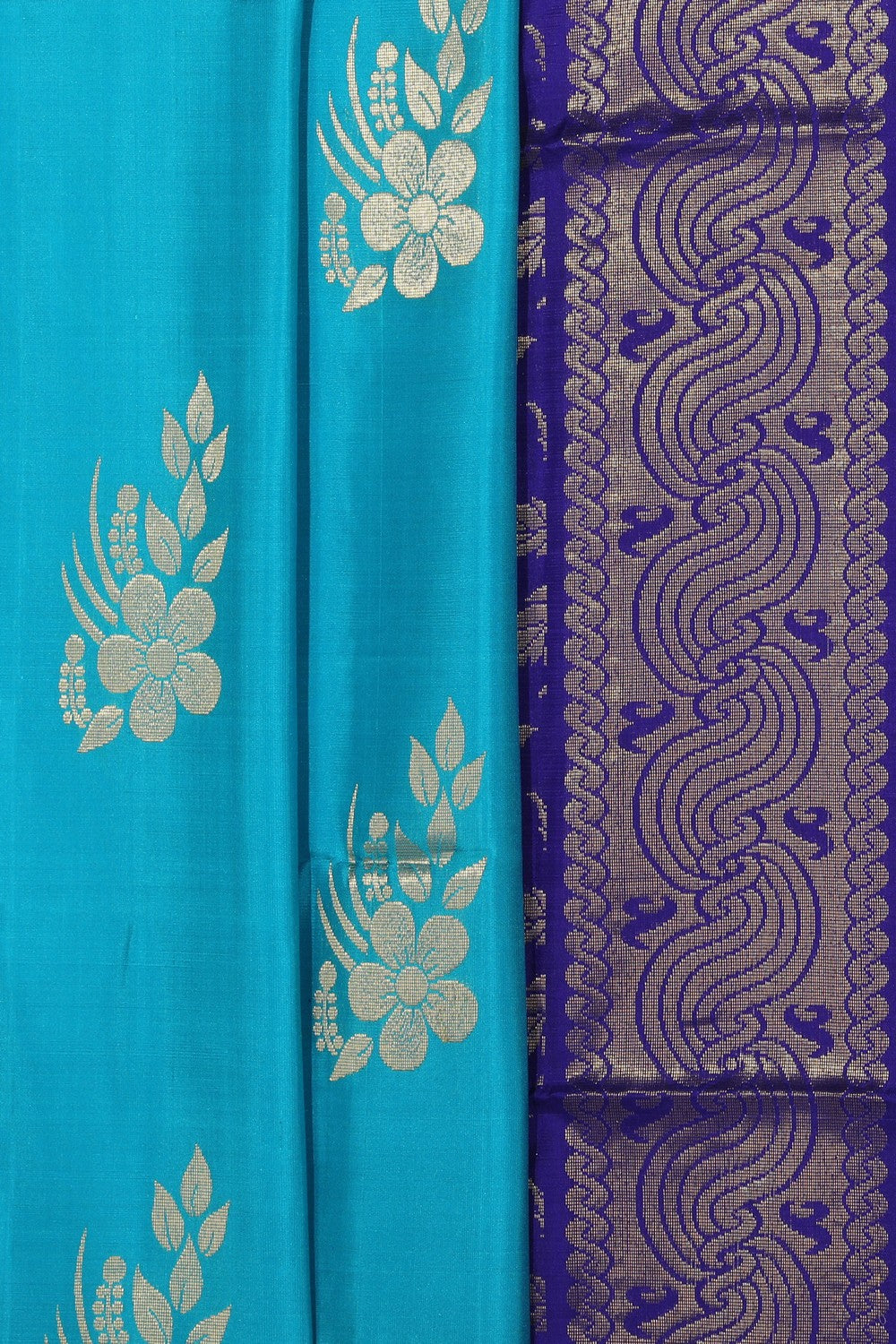 South Silk Aqua Blue Saree