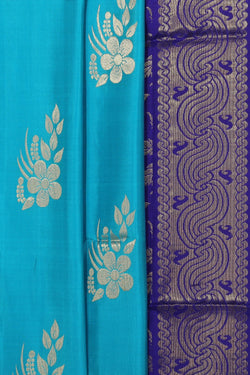 Image of South Silk Aqua Blue Saree