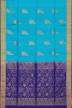 Image of South Silk Aqua Blue Saree