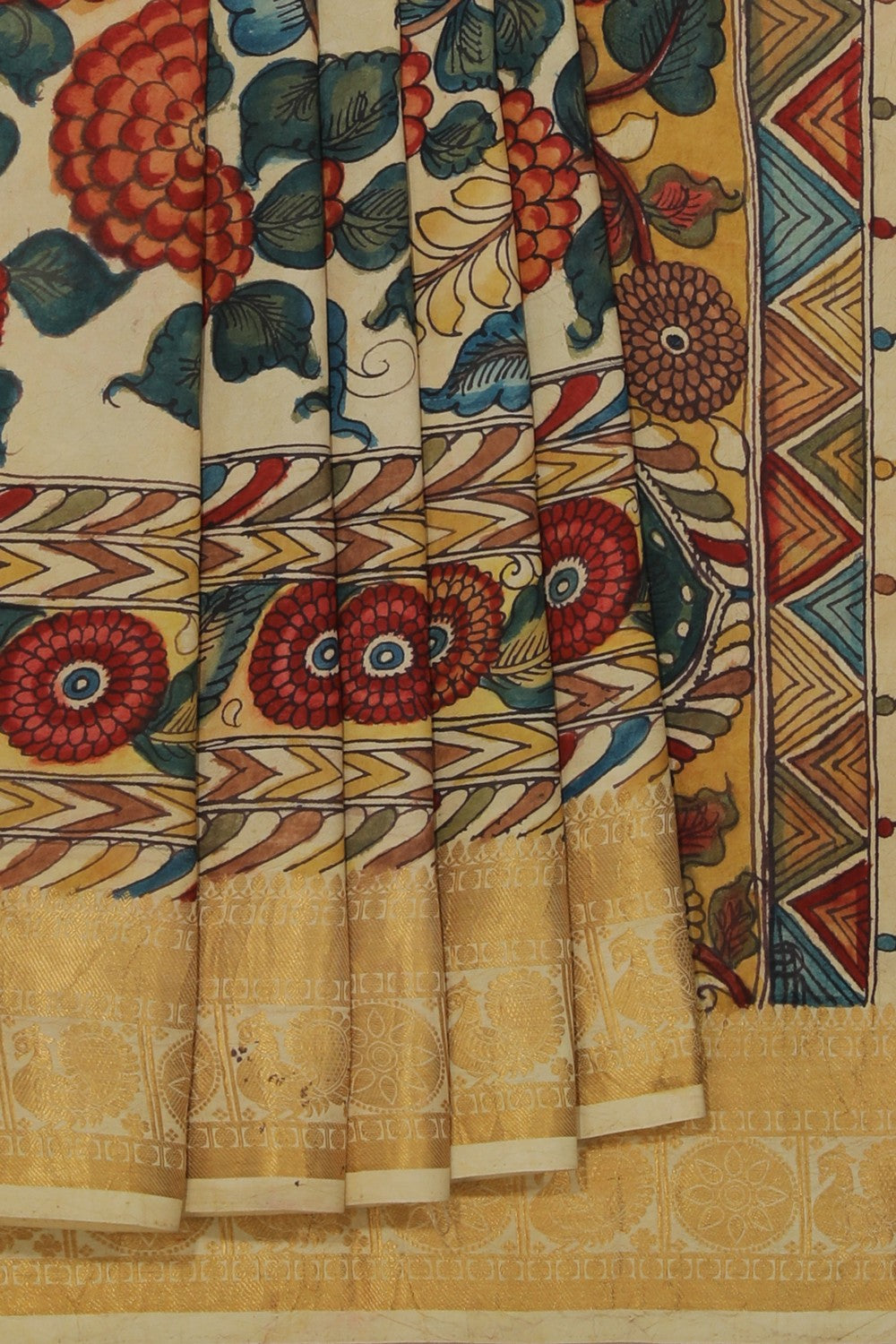 Collection of Kalamkari Hand-Painted Silk Saree in a gallery layout